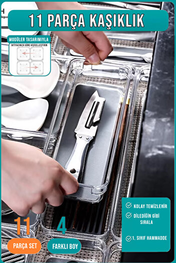 FİTHOME Set of 11 Spoon Holder and Drawer Organizer Modular Organizer