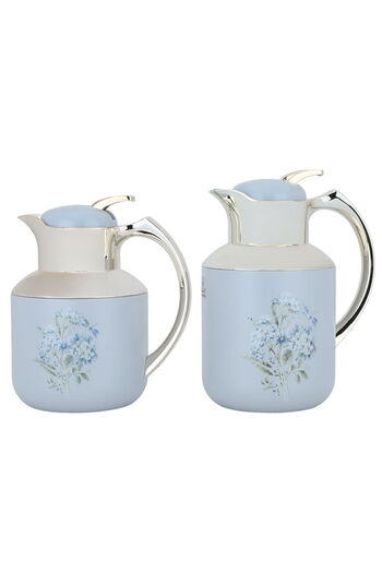 Alsaif Gallery Florya Pro Thermos Set, Light Gray, Rose Pattern, Gold, 2 Pieces