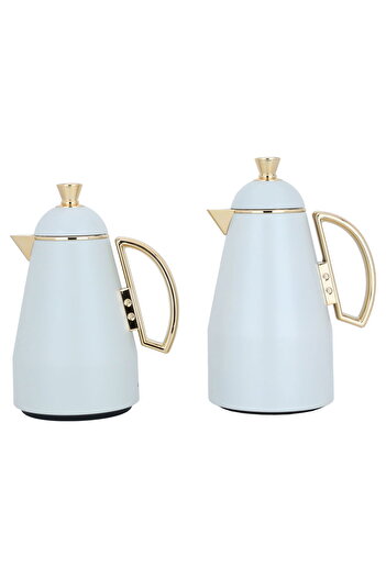Alsaif Gallery Ruwaida Thermos Set, White And Gold, Two Pieces