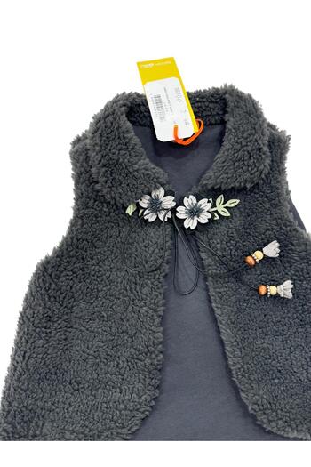 Esterella Welsoft Girl's Vest - Baby with Double Tie and Lining, Floral Detail