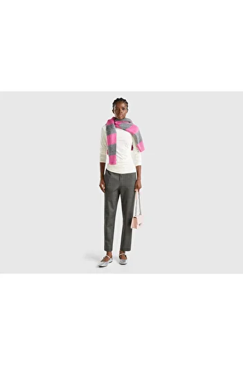 United Colors of Benetton Women's Anthracite Viscous Blended All Patterned Elastic Waist Pants