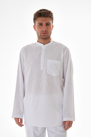 BESEDU Men's Linen Hac and Umre Suit