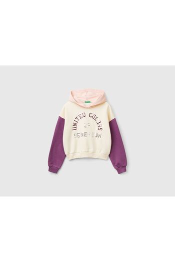 United Colors of Benetton Ecru Colored Girl's Sweater - Hooded