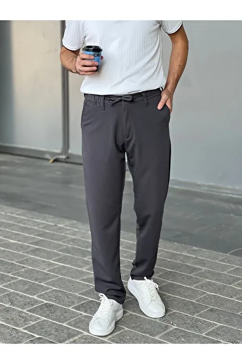 ElitWear Men's Elastic Waist and Drawstring Comfortable Fit Chino Baggy Pants