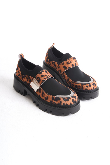 Moda Değirmeni Γυναικεία casual παπούτσια Leopard Print - Ζώνη και χοντρή σόλα BG1095-115-0001