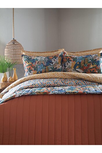 Apricitas HOME Tek Kişilik Yatak Örtüsü Nevresim Set Forest Terracota - Yatak Ortusu