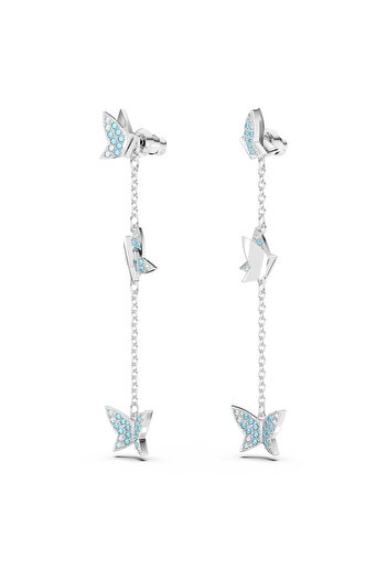 Swarovski Idyllia Lilia damla küpeler, Kelebek, Mavi, Rodyum kaplama