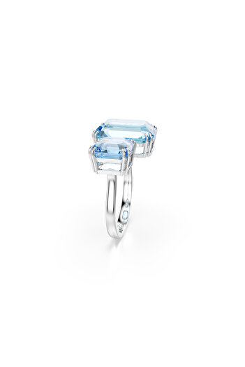Swarovski Millenia Açık Yüzük, Sekizgen kesim, Mavi, Rodyum kaplama