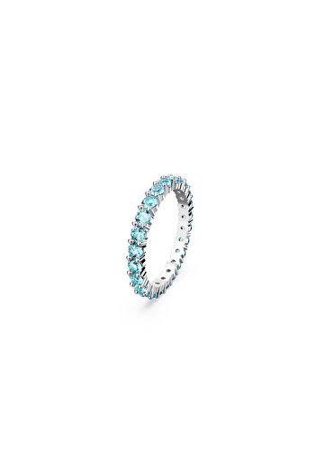 Swarovski Matrix Tennis Bileklik, Yuvarlak Kesim, Mavi, Rodyum Kaplama