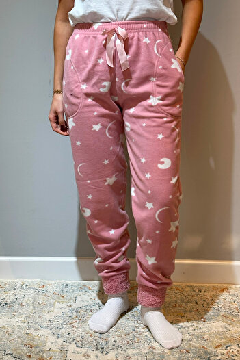 REMSA Women's Fleece Cuffed Pajamas - Single Bottom, Star Pattern, 130 Powder