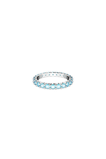Swarovski Matrix Tennis Bileklik, Yuvarlak Kesim, Mavi, Rodyum Kaplama