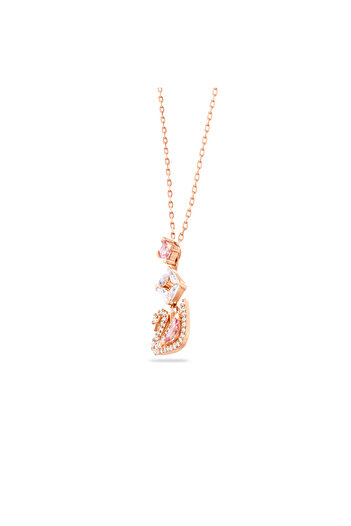 Swarovski Swan Kolye, Kuğu, Pembe, Pembe altın rengi kaplama