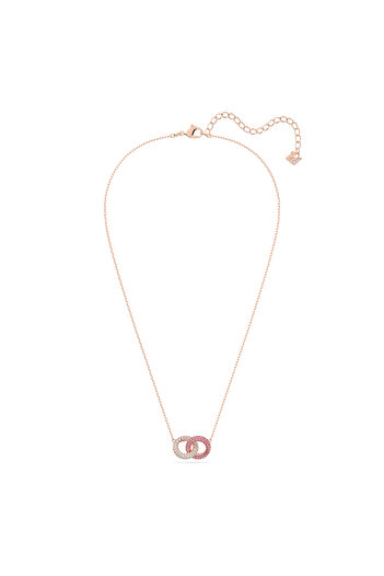 Swarovski Dextera Kolye, İç içe geçmiş daireler, Pembe, Pembe altın rengi kaplama