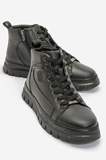 Hammer Jack Ανδρικές μπότες με χοντρή σόλα Comfort Casual από γνήσιο δέρμα HJ 24865M ΜΑΥΡΟ