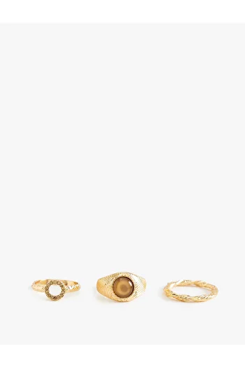 Koton 3 Piece Stone Detailed Ring Set