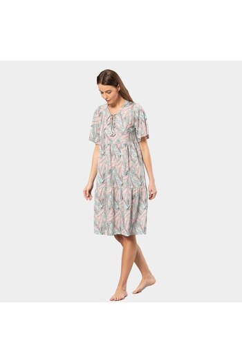 TÜREN Floral Print Short Sleeve Dress 3396