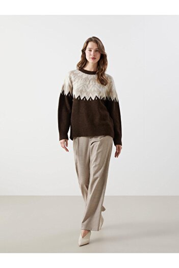 LC Waikiki Lcw Modest Crew Neck Patterned Women's Knitwear Sweater