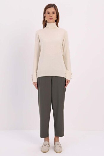ALLDAY Skin-Sleeved Sweater with Buttons