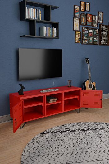 Machin-x TV Ünitesi - Metal Televizyon Sehpası - 135 cm - Pastel Renk - Endüstriyel Tip