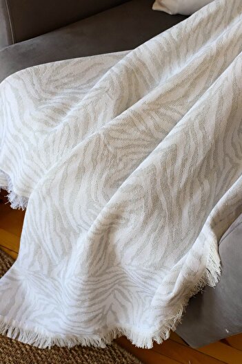Koza Mix towel Multi-Purpose Cotton Cover Pique Bedspread Sofa Bed Zebra Gray 240x220cm