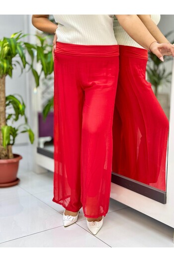Punta Otantik N20753 Red Italian Silk Pants