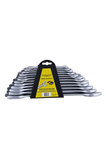 Badem10 Set of 12 Fork Mouth Two Mouth Wrenches - Chrome Vanadium