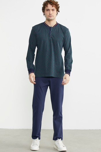 Sementa Green Patterned Cotton Pajama Set