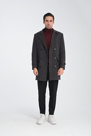 Frappoli Men's Thick Stamp Coat - Plaid Pattern, Regular Fit
