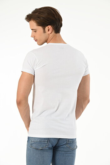Mfö Life İç Giyim 6-Piece Combed Cotton Men's V-Neck Short Sleeve