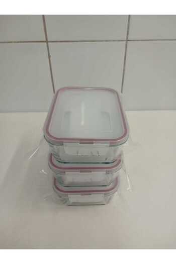 LAV Feyzade Fresco Glass Locked Storage Container Set of 3 Rectangular (1200 Cc)-(Frs-257)