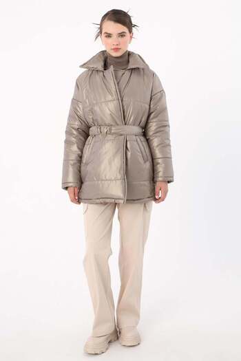 ALLDAY Mink-Heart Belt Accessory Puffer Coat