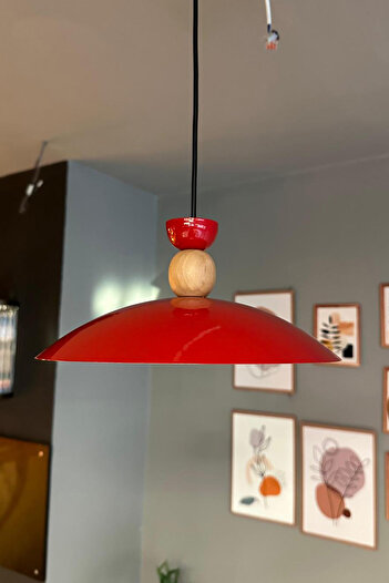 Bamyum Bright Kırmızı Avize Tekli Sarkıt Salon Kuaför Cafe Dekoratif Aydınlatma Pastane