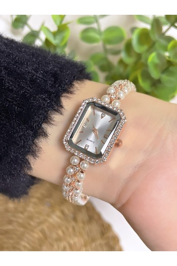 Bimodabu Zircon Stone Bead Cord Quartz Women's Wristwatch