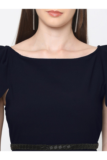 Mish By Styli Tulip Sleeves Wrap Style Midi Dress with Beaded Waistband