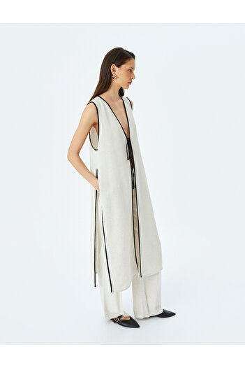 Koton beige Long Sleeveless Vest