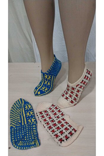Papatyam 2 Pieces of Hand Knitted with Five Skewers - Home Booties and Handcrafted Booties
