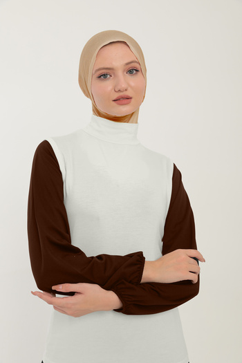 Sonbaharmoda Γυναικείο μηδενικό μανίκι μισό ζιβάγκο χτενισμένο βαμβακερό κορμάκι Lycra