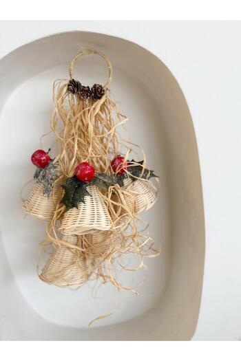 Maison Avf Bohemian Rattan Raffia - Red Detailed Christmas Door Ornament