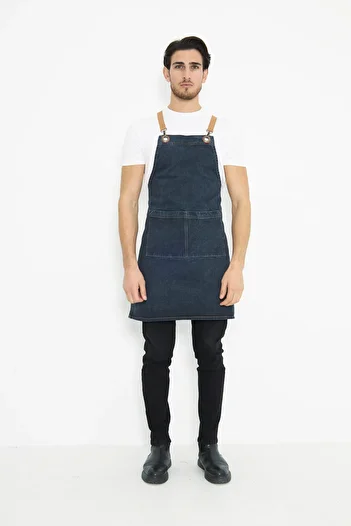 Monki Haus Unisex Denim Apron - Cafe Barista, Ceramic Cake, Cook Waiter, Florist Restaurant Cot Apron