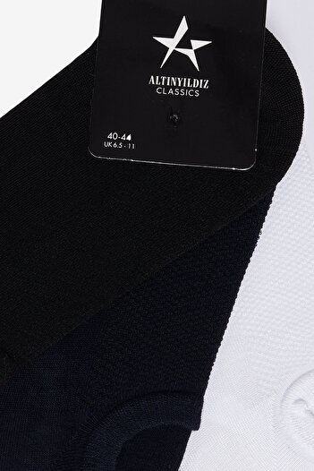 ALTINYILDIZ CLASSICS Men's Black-Navy Blue-White 3-Piece Bamboo Sneaker Socks