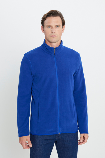 AC&Co / Altınyıldız Classics Ανδρικά Saks Μπλε όρθιος γιακάς Bato Φούτερ Fleece Jacket - που δεν πέφτει