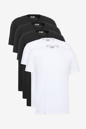 George Henry Unisex Πακέτο με 5 μπλουζάκια με λαιμόκοψη 100% βαμβακερή λεπτή εφαρμογή - Ασπρόμαυρο