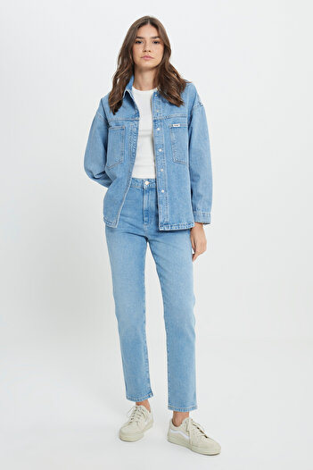 WRANGLER High Waist Skinny Leg Light Blue Women's Denim Trousers W2HC3833O-Light Blue