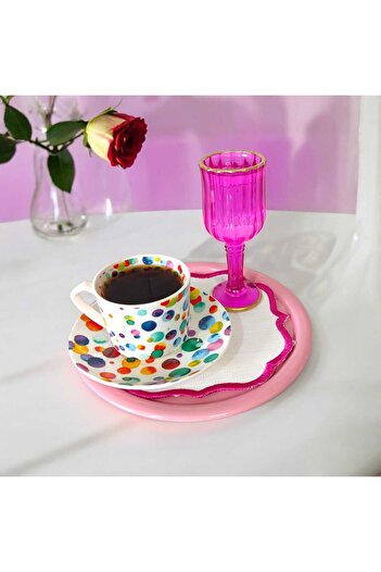 EceAksesuar Metal Single Presentation Tray - Decorative Tea, Coffee and Pastry Serving 17 cm