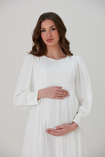 LİYACA Maternity Chiffon Hijab Long Dress - Shooting, Evening Dress