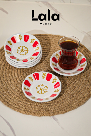 Lala Mutfak Coffee Shop Tea Plate (6 Pieces, Shatter-Resistant)
