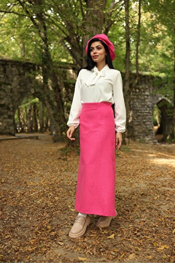 KÜÇÜĞÜM BUTİK Pink Long Stamp Skirt