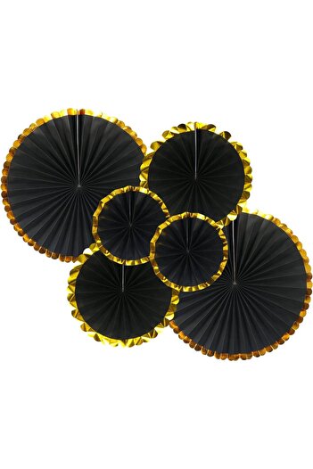 CANSIN Black 6-Piece Fan Paper Ornament Set