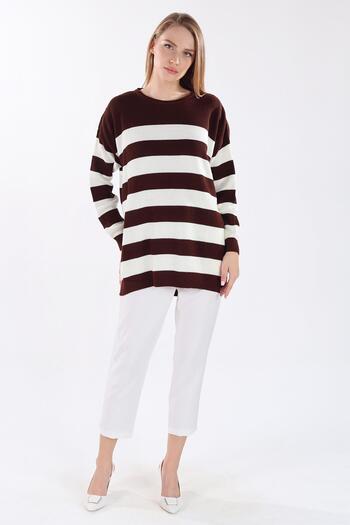 Rays 5380 Μοντέλο - Bitter Brown Crew Neck ριγέ χιτώνα