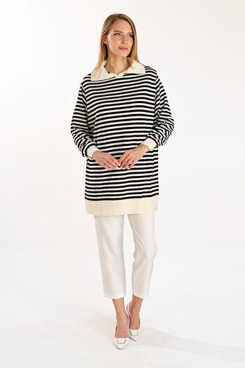 Rays 5345 Ecru Polo Neck Slim Line Tunic